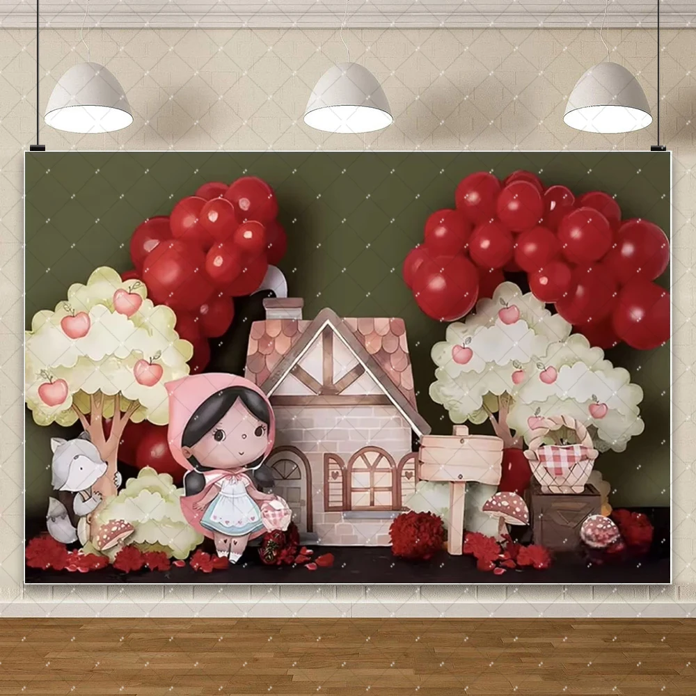 Индивидуальный фон с изображением Красной Шапочки из мультфильма детский для