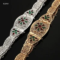 classfy women caftan belts in gold rhinestone flower belt buckle long chain belts arabic fashion wedding jewelry