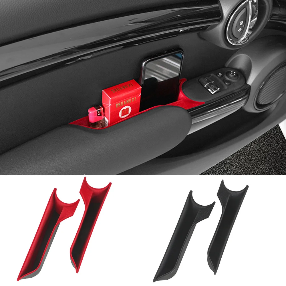 

Door Storage Box for MINI Cooper S F55 F56 Accessories Flocking Car Door Handle Storage Box Mobile Phone Holder Bag Case
