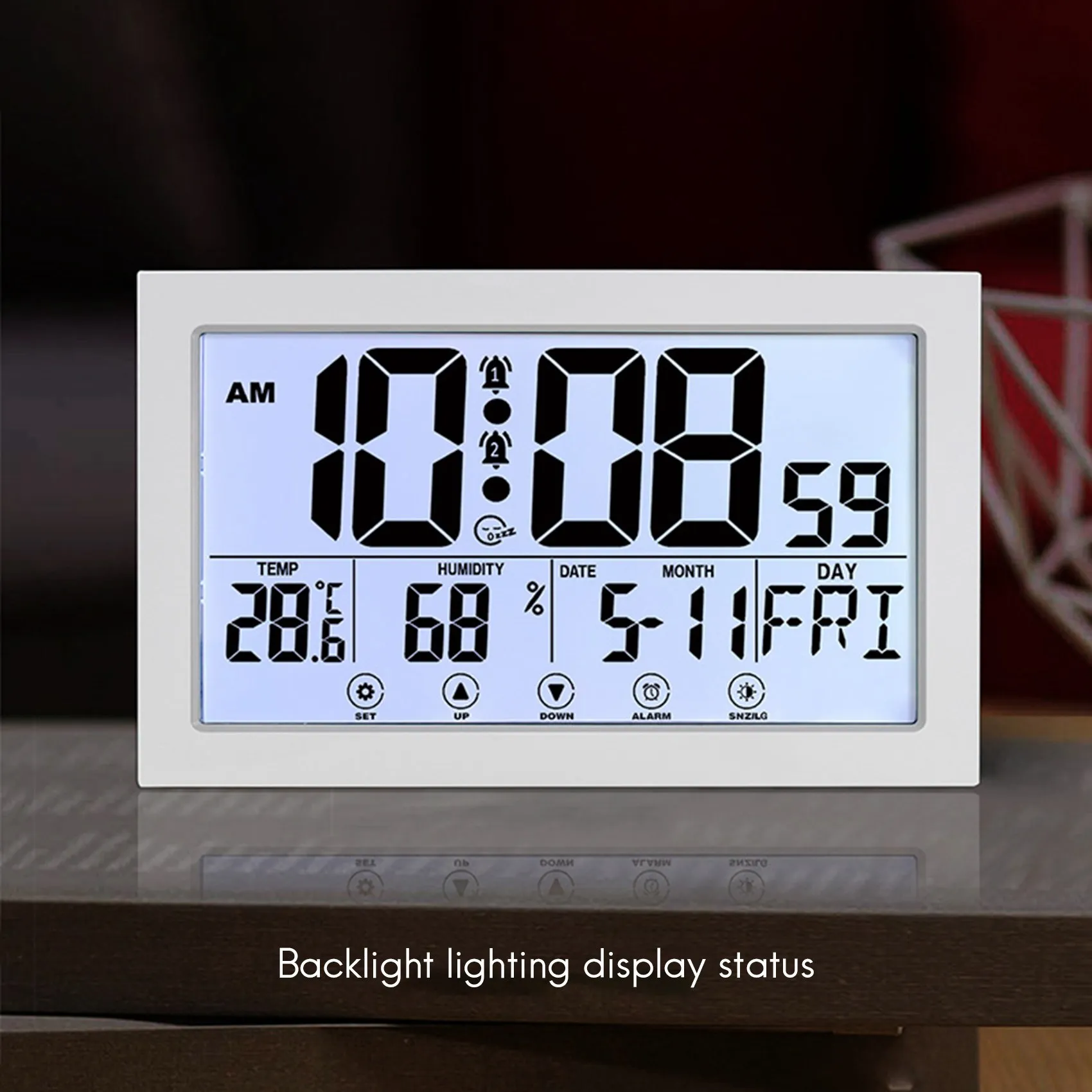 

Touch Screen Digital Wall Clock Mute with Snooze Mode Luminous Large Characters with Calendar Suitable for Home Office