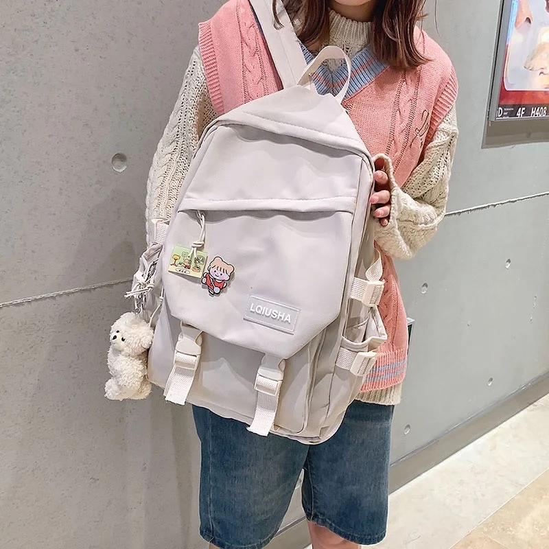 Simple Portable Travel Bag New School Bag For Teenagers Youth Solid Color Shoulder Bags