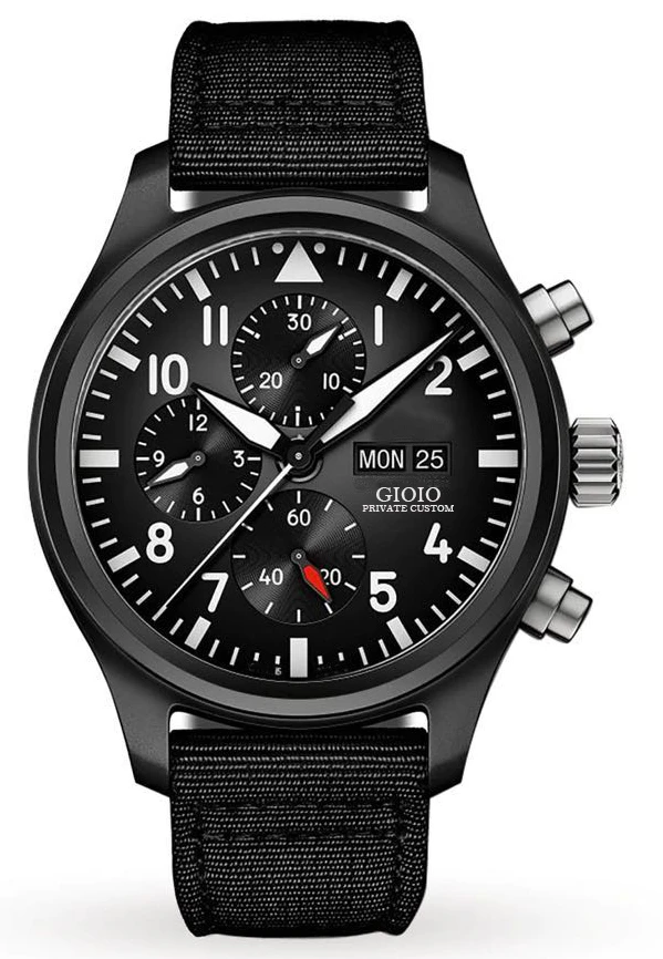 

men automatic mechanical watch pilots black Leather