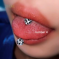 jicai leopard print tongue rings jewellery acrylic ball piercing decoration body jewelry for women goth punk trend accessories