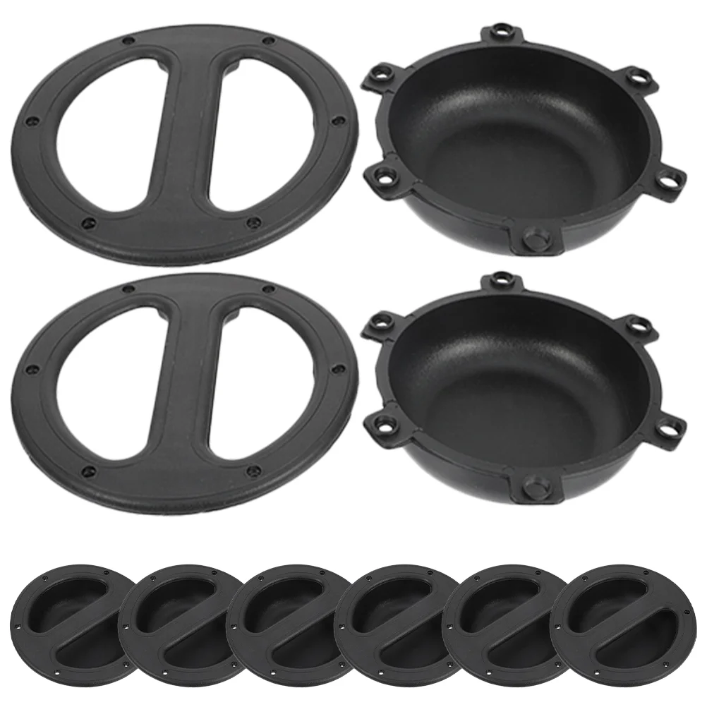 

8 Pcs Black Handles Kitchen Cabinets Speaker Supplies Recessed Heavy Duty Speakers Audio Fittings Accessories Plastic