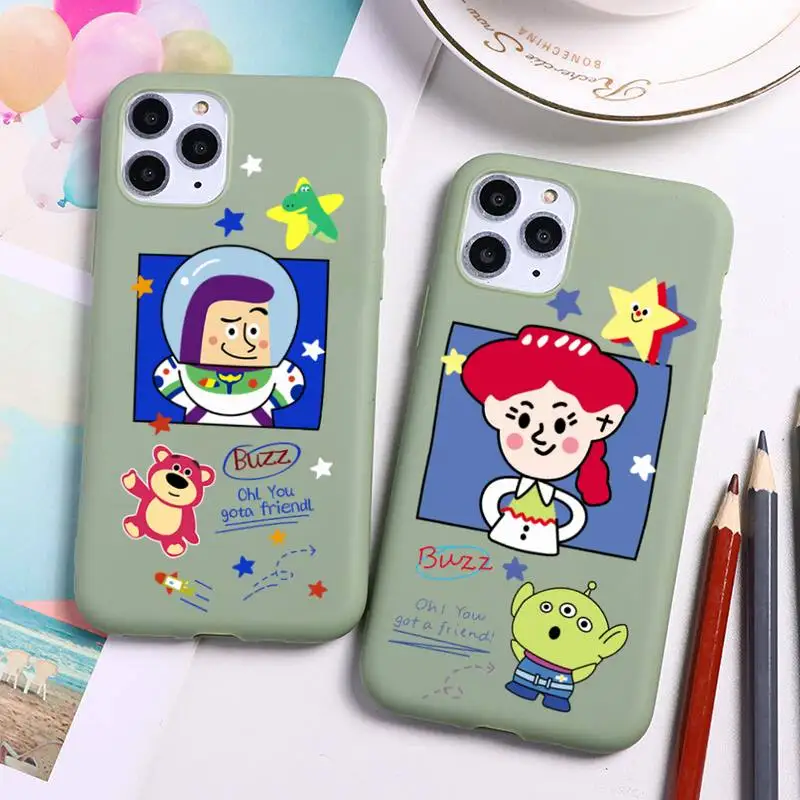 

Toy Story Buzz Woody Phone Case For iphone 13 12 11 Pro Max Mini XS 8 7 6 6S Plus X SE 2020 XR Candy green Silicone cover