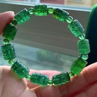natural green tourmaline bracelet green 911 4mm rare clear barrel carved beads women men tourmaline aaaaaa