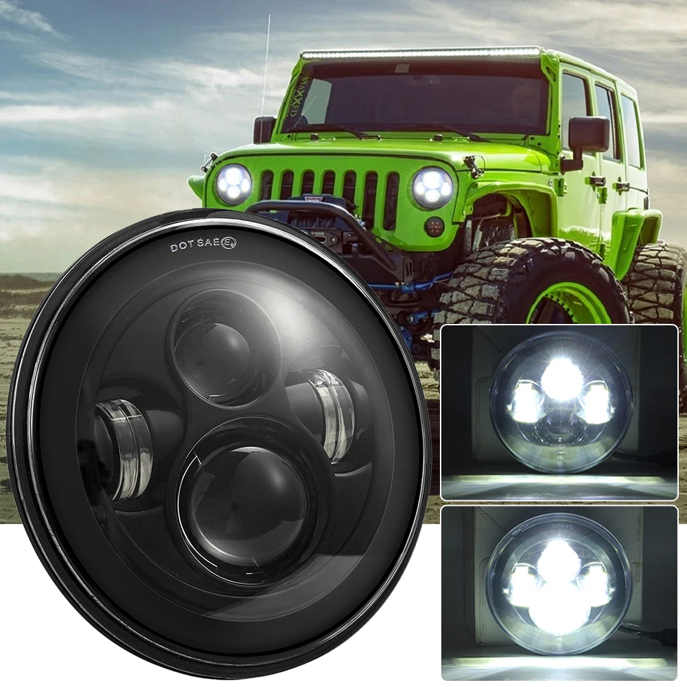 

1/2PCS 7inch Motorcycle Headlamp E9 DOT E-mark Led Headlight for Offroad Lada 4x4 Niva UAZ H4 Hi Low Beam 50W 30W 12V 24V