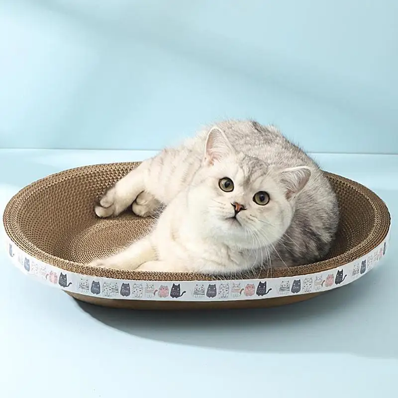 

Oval Cat Scratcher Pad Grinding Claws Cardboard Corrugated Paper Cats Scratching Board Kitten Scrapers Furniture Supplies