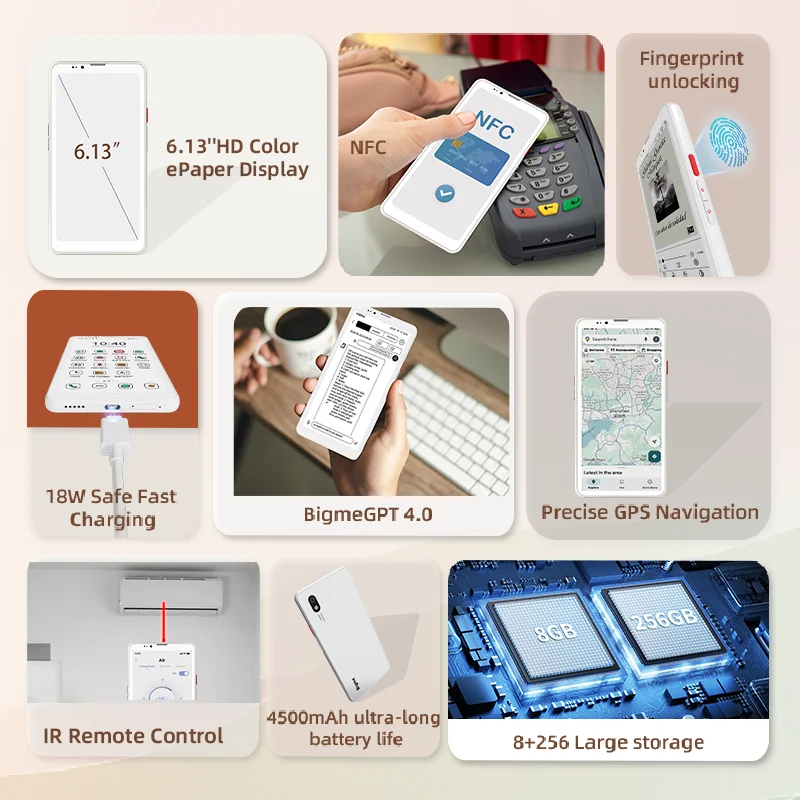 Фото Электронная книга Bigme HiBreak Pro с цветным дисплеем, 6,13 дюйма, E-ink, Android 14, 8 ГБ+256 ГБ, камеры 5 МП/20 МП, удобный для глаз E-Paper ридер №2