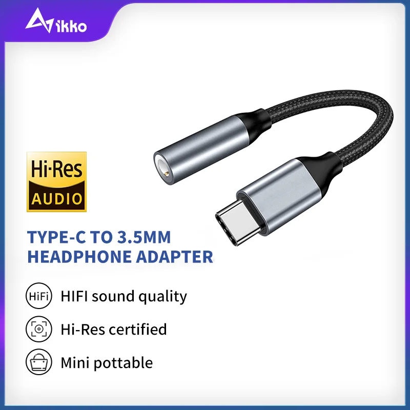 

IKKO HIFI DAC Earphone Amplifier USB Type C to 3.5mm AUX Headphone Jack Audio Adapter USB Phone Adapter Converter For Huawei Mi