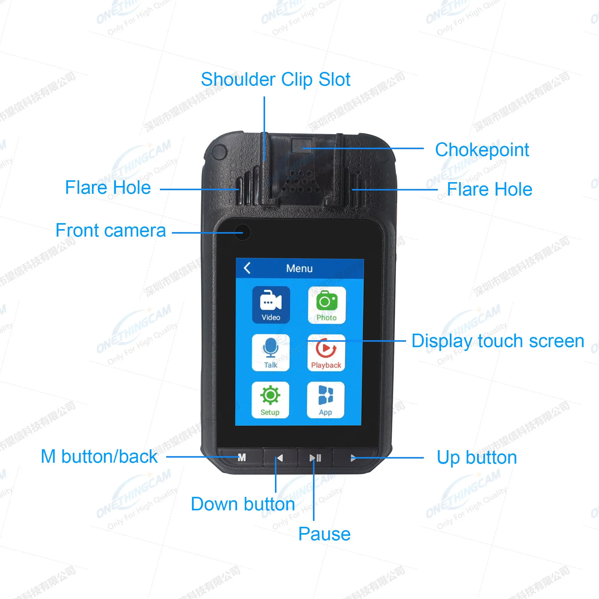 

4G LTE security guard smart Android system live streaming body worn camera with face detection