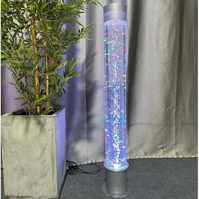 Tubo a bolle d➬qua cilindro con tubo LED da pavimento per articoli sensoriali la casa educazione