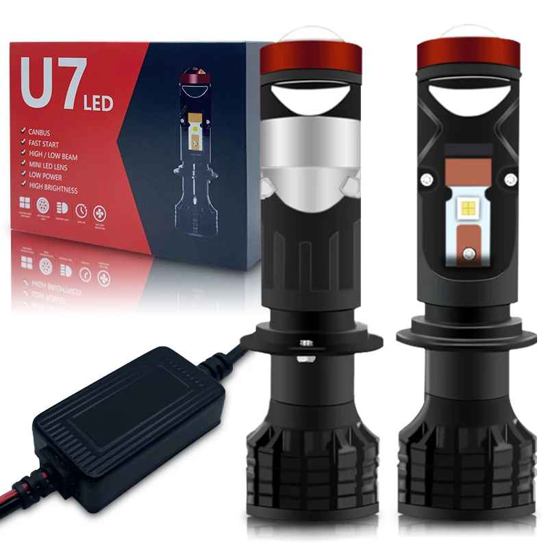 

1/2Pcs H7 H4 LHD LED Headlight Mini Lens Projector H11 9005 HB3 Projector Lens Bi-LED 100W 30000LM Auto Motorcycles HeadLamp