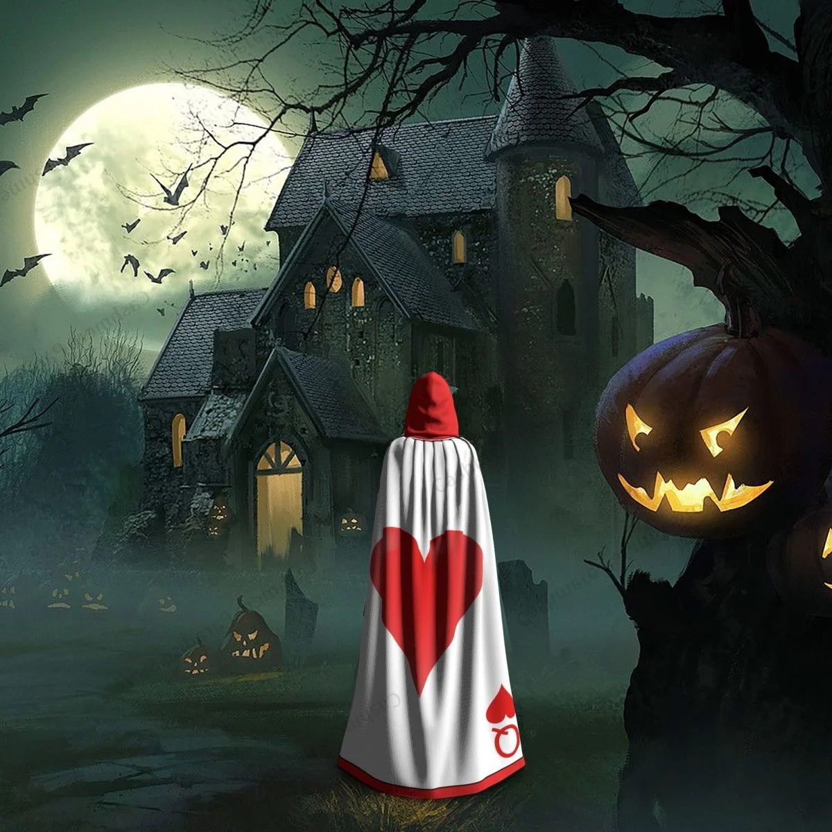 Плащ с капюшоном Queen Of Hearts полиэстер унисекс накидка ведьмы аксессуар для костюма