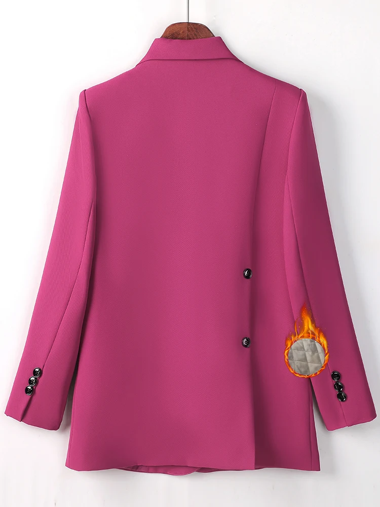 

Женский Однобортный блейзер с длинным рукавом, свободный плотный пиджак кофейного, черного, розового цветов для осени и зимы