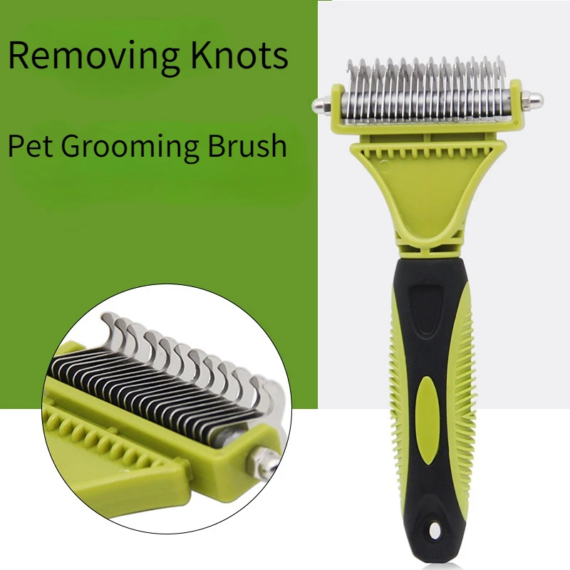 

Pet Grooming Brush,2 Sided Undercoat Rake,Professional Deshedding Brush Dematting Tool,Effective Removing Knots for Cats,Dogs