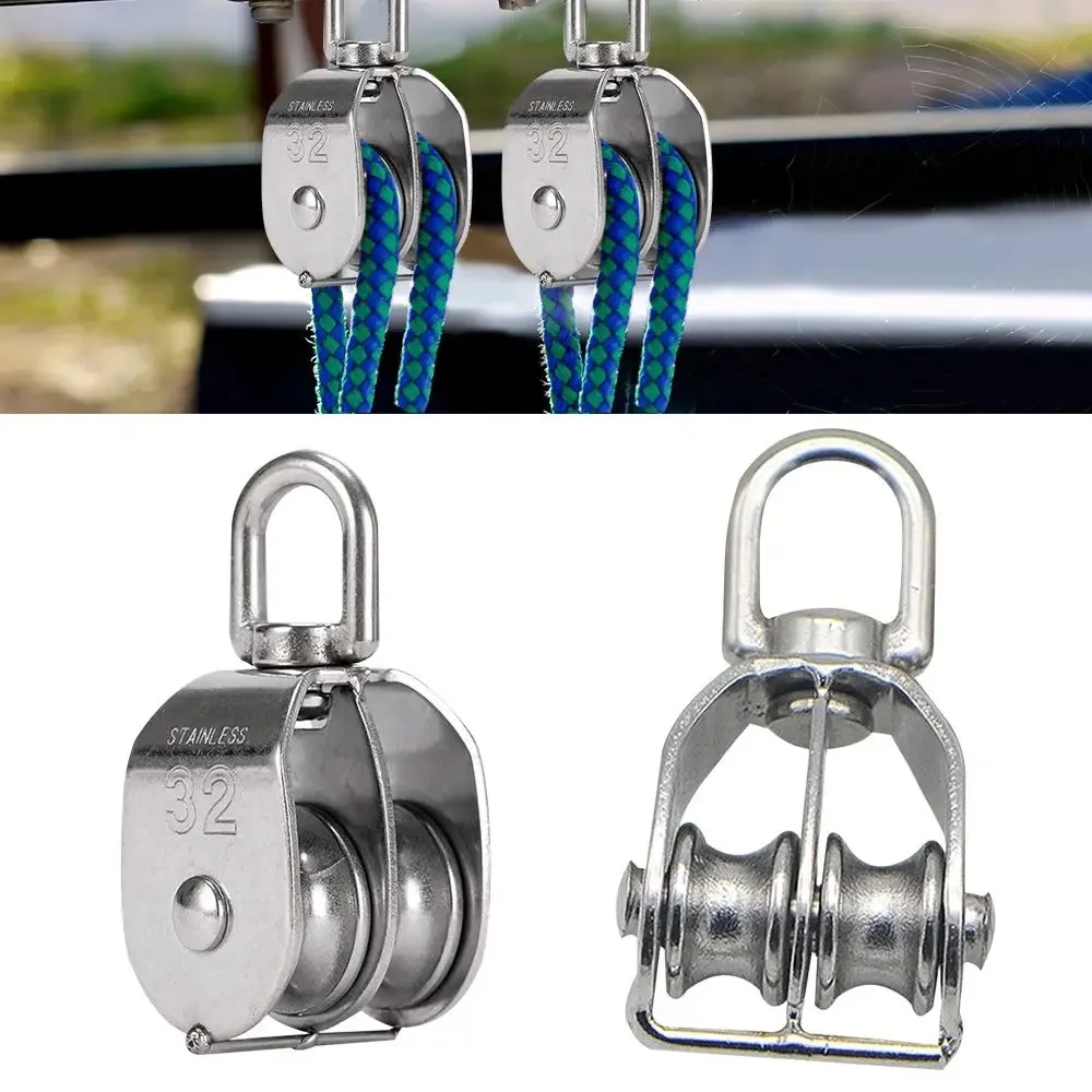 

304 stainless steel M15 M20 M25 M32 M50 Rotation Double Pulley Traction Lifting Sailing Boat Loading Pulley Block