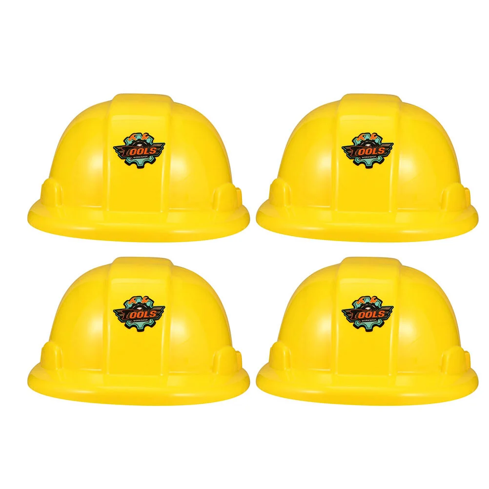 4 Pcs Childrens Toy Kids Plastic Construction Hats Kids Party Hats Construction Party Hat Child Construction Hats Yellow Hat Toy