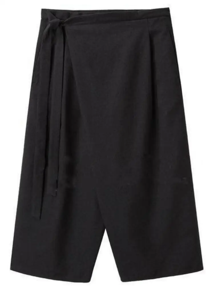 

Spring Summer Men's New Personalized Custom Fashion Plus Size Asymmetric Seven-point Wide Leg Casual Pants 27-44