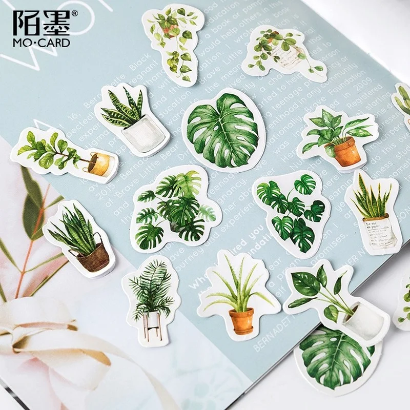 

45 Pcs/pack Green Potted Plant Decorative Washi Stickers Scrapbooking Stick Label Diary Stationery Album Stickers