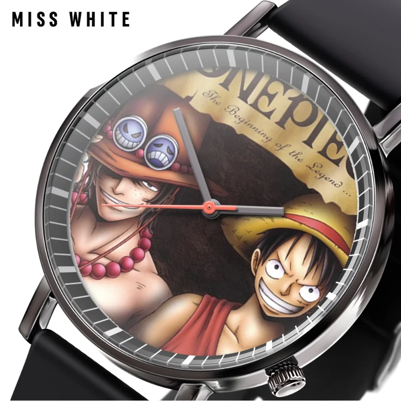 Фото Горячая новинка: часы One Piece с Луффи, аниме-фигурка, часы с Эйсом (Огненный Кулак), аналоговые кварцевые часы для мальчиков и девочек, подарок. №2