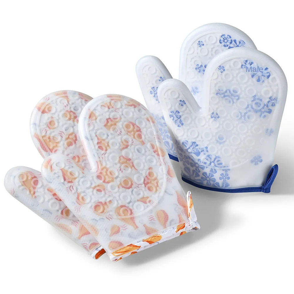 

Cooking Baking Barbecue Food Grade Silicone Insulation Gloves Household Baking Oven Gloves High Temperature Resistant Thickened