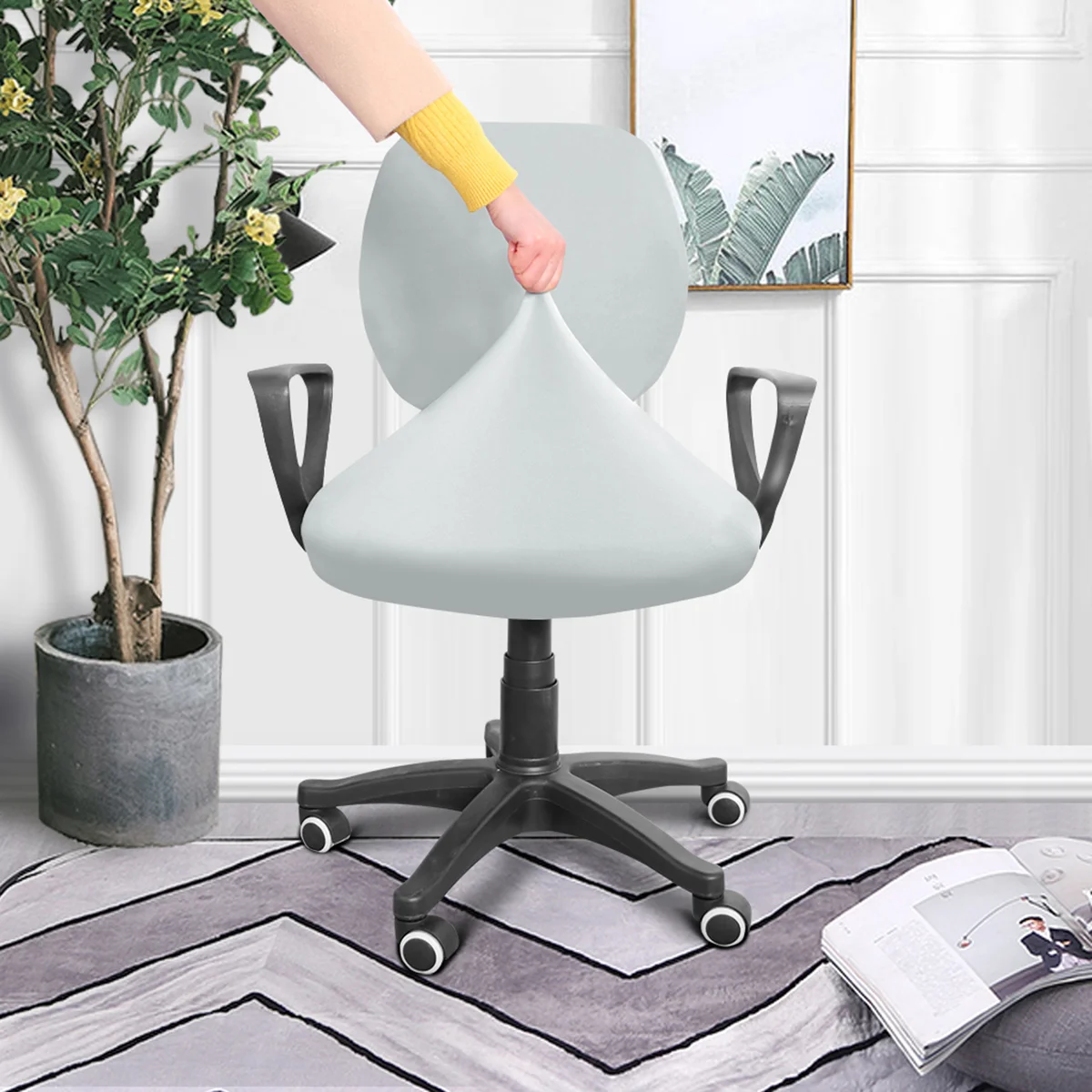 

Чехол для офисного компьютерного стула, защитное покрытие для стула, с высокой спинкой, из молочного шелка