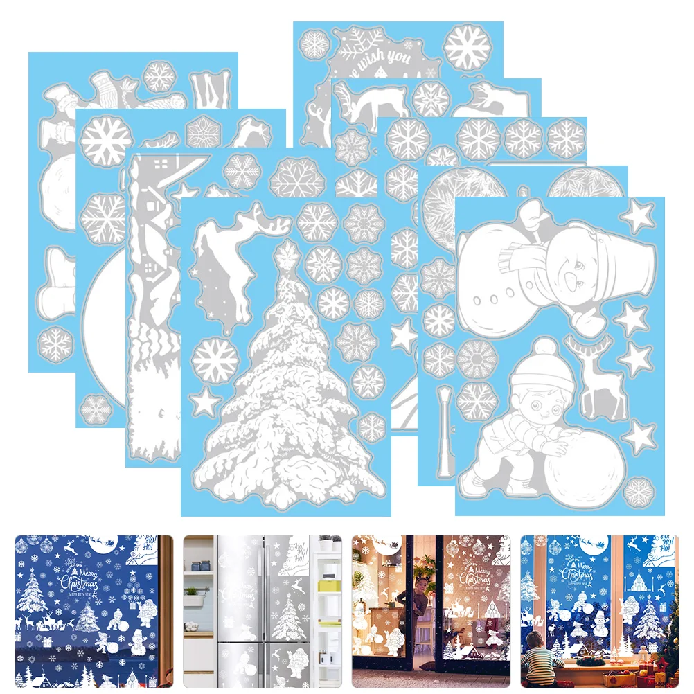 

Window Clingsstickers Christmas Wall Decorations Decal Snowflake Sticker Snowman Santa Fridge Decals Party Pvc Door Winter Glass