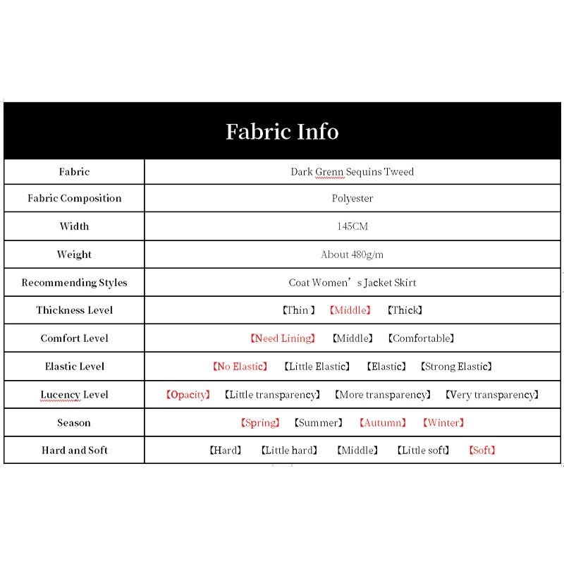 Белая твидовая ткань с темно-зелеными блестками Waxberry материал для одежды осенняя