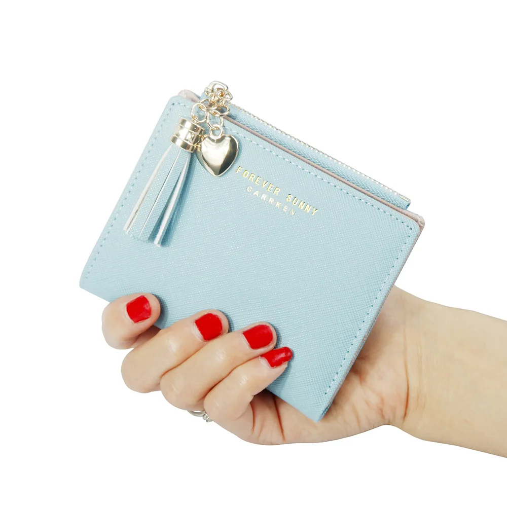 

Hengsheng new women's wallet short Korean fashion vertical cross fringe zipper zero wallet