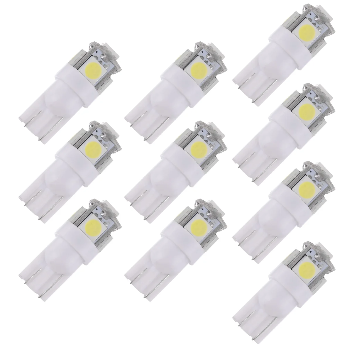 

10pcs 5 LED Car Interior Bulb Lamp Light Bulb 5050 for Interior Car Lights License Plate (White Light)