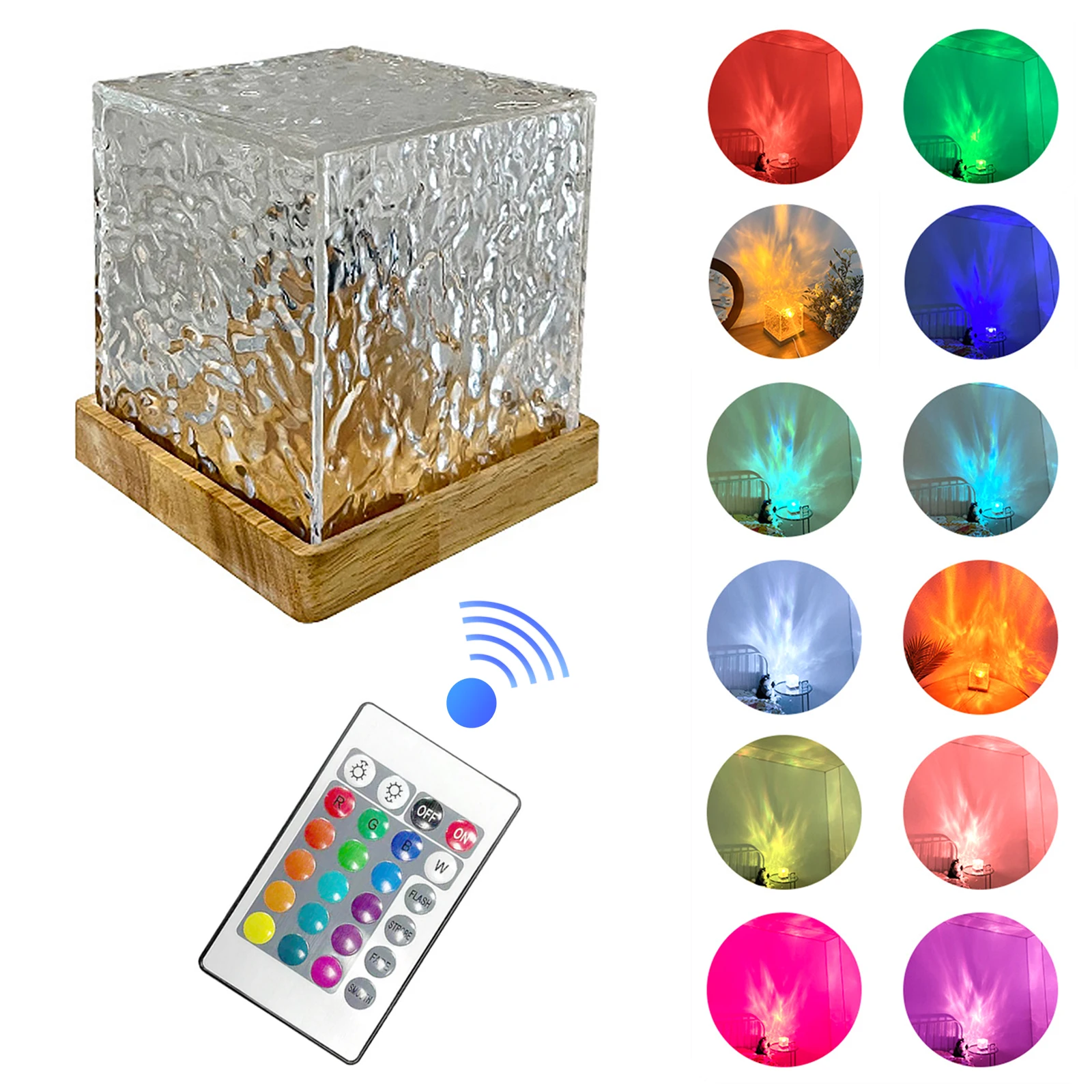 

USB Water Ripple Projection Lamp Art Crafts Acrylic Decorative Nightlights Tabletop Ornaments Birthday Gifts for Children Room