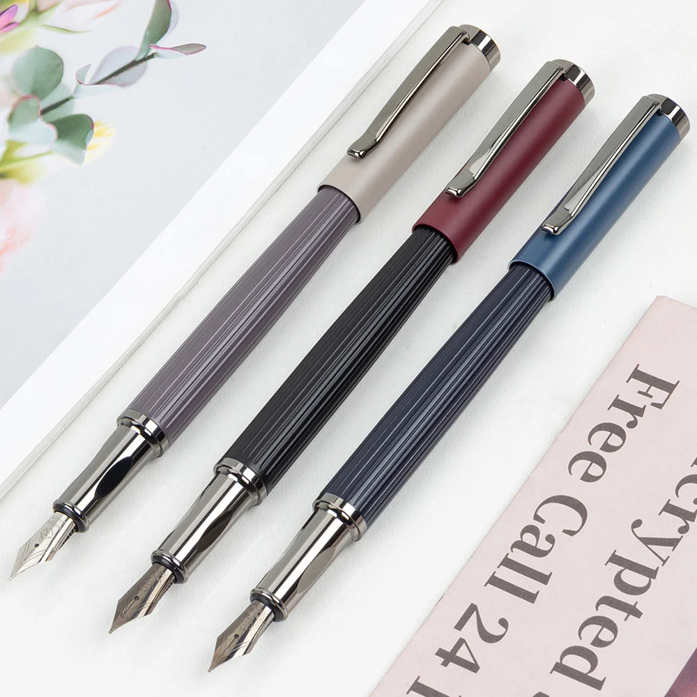 

Business Meeting Metal Fountain Pen Student Practice Calligraphy Ink Bag Pens Writing School Office Supplies Gifts