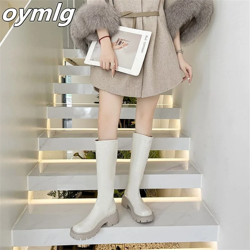 Cigarette boots women show thin 2022winter new women's leather boots, but the knee height increases the trend of knight boots