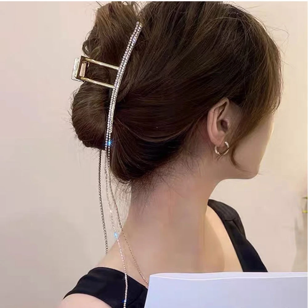 

Haimeikang Rhinestone Luxurious Hair Claws For Women Fashion Chain Tassel Ponytail Hairpins Hair Crab For Girls Hair Accessories