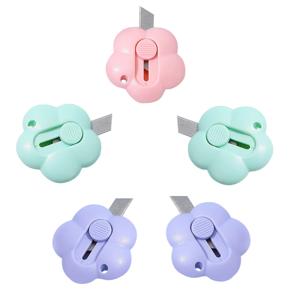 

5Pcs Mini Cutters Telescopic Utility Cutters Letter Openers with Key Chain Hole