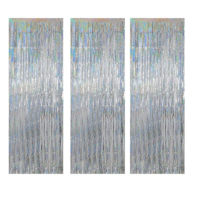 

3Pcs Fringe Curtains Party Decorations,Tinsel Backdrop Curtains for Parties,for Wedding Graduations Birthday Event Party