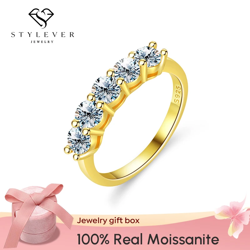 

Stylever 18k Gold 1.5CT Eternity Band Moissanite Rings for Women 925 Sterling Silver Brilliant Diamond Wedding Luxury Jewelry