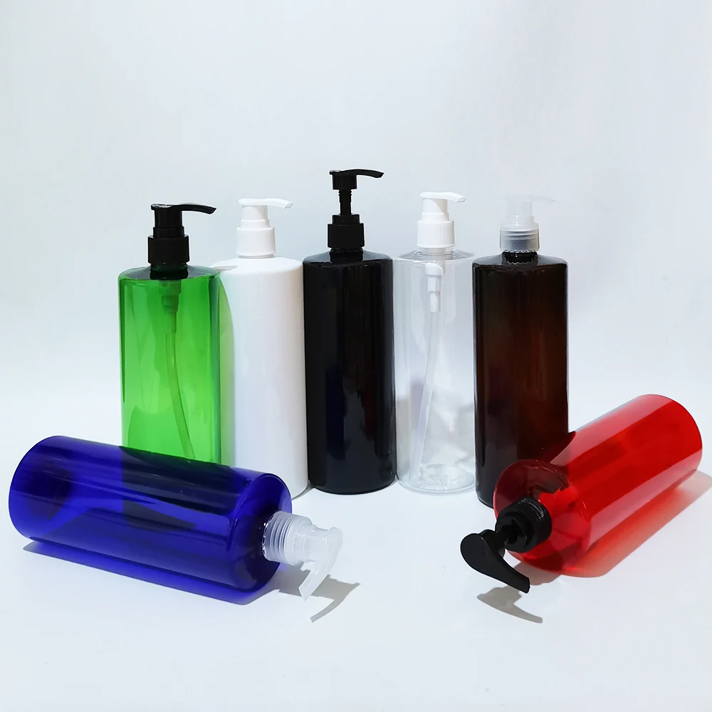 (14pcs)500ml Black Empty Personal Care PET Pump Bottles For Cosmetics ,Lotion Refillable Plastic Bottles For Shampoo ,Shower Gel