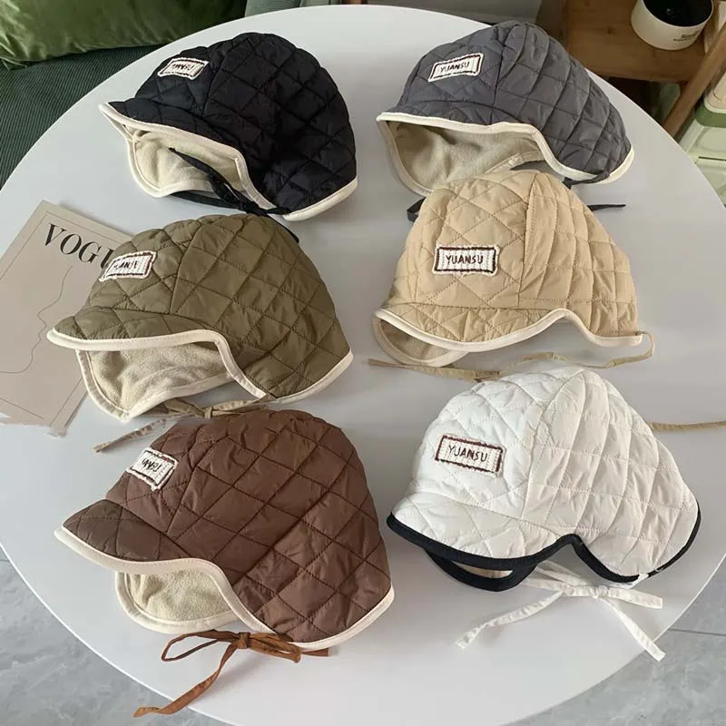 2023 Autumn Winter Baby Hat Children's Warm Ear Caps For Boys Girls Korean Style Plush Warm Caps For Babies