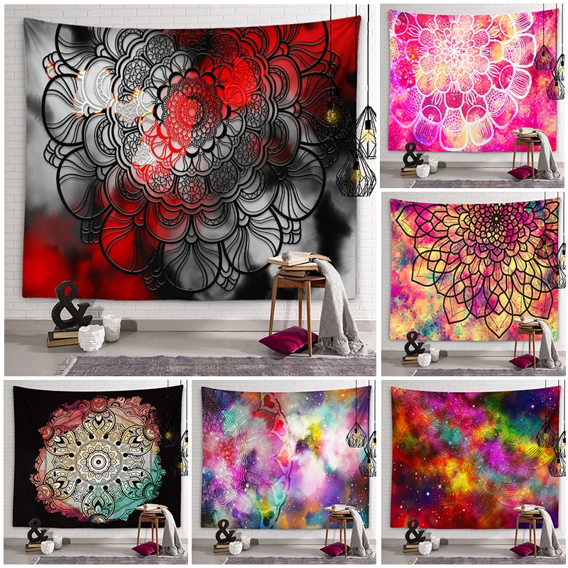 

Boho Indian Mandala Tapestry Psychedelic Hippie Wall Bedroom Hanging Personality Home Decoration Wall Covering Background Cloth