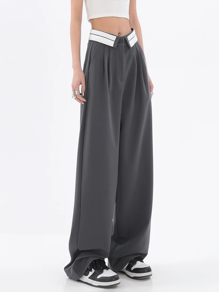 

Office Women'S Pants 2023 Fashion Loose Full Length Ladies Trousers Casual High Waist Wide Pants For Women