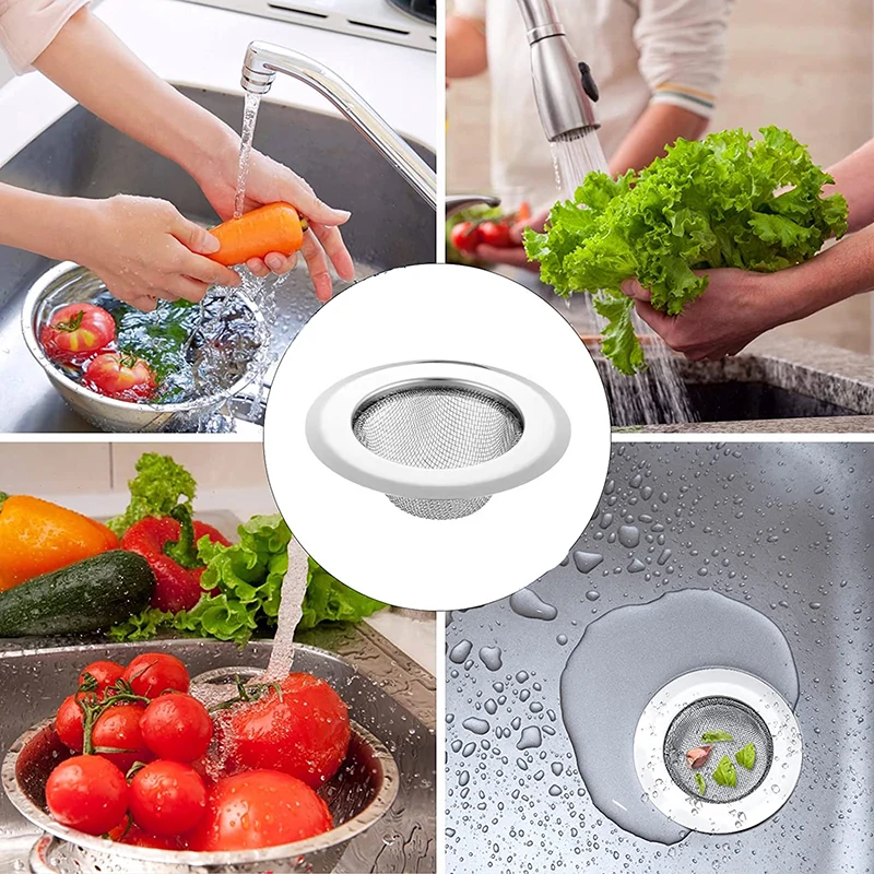 

1PCS Kitchen Sink Filter Stainless Steel Mesh Sink Strainer Filter Bathroom Sink Strainer Drain Hole Filter Trap Waste Screen