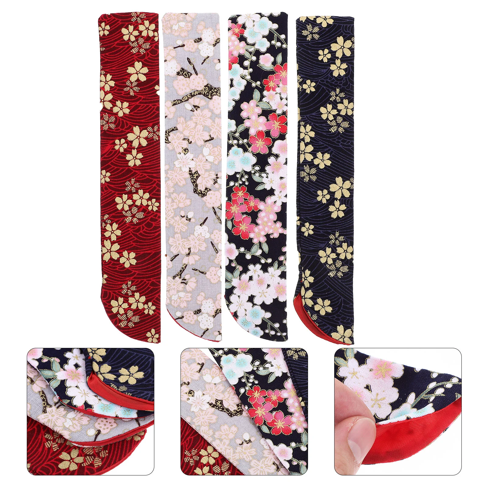 

4pcs Pattern Fabric Folded Fan Pouch Portable Hand Fan Storage Holder Dancing Fan Bag