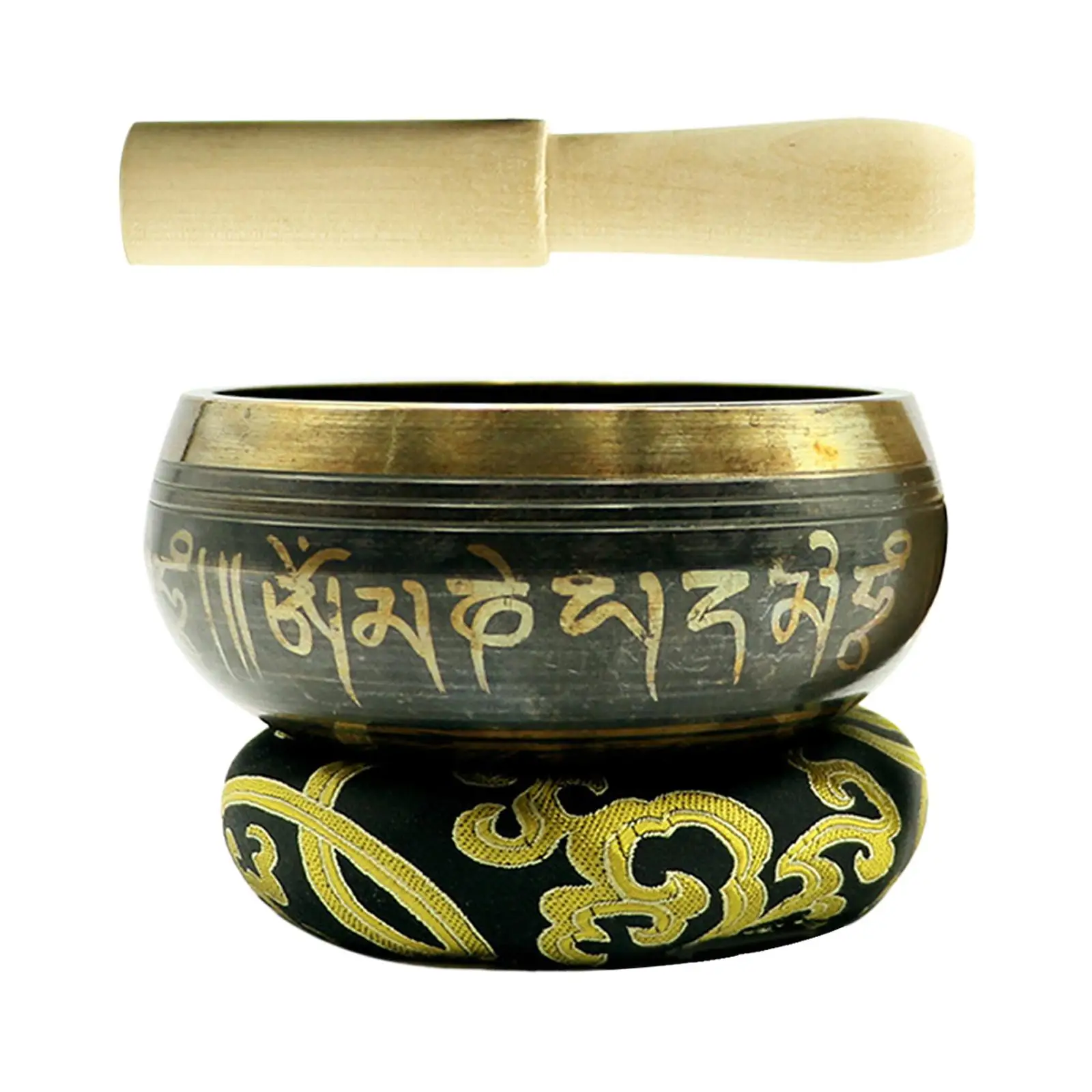 

Singing Bowl Set Traditional with Cushion and Wooden Mallet for Meditation Calming Unique Gifts 8cm