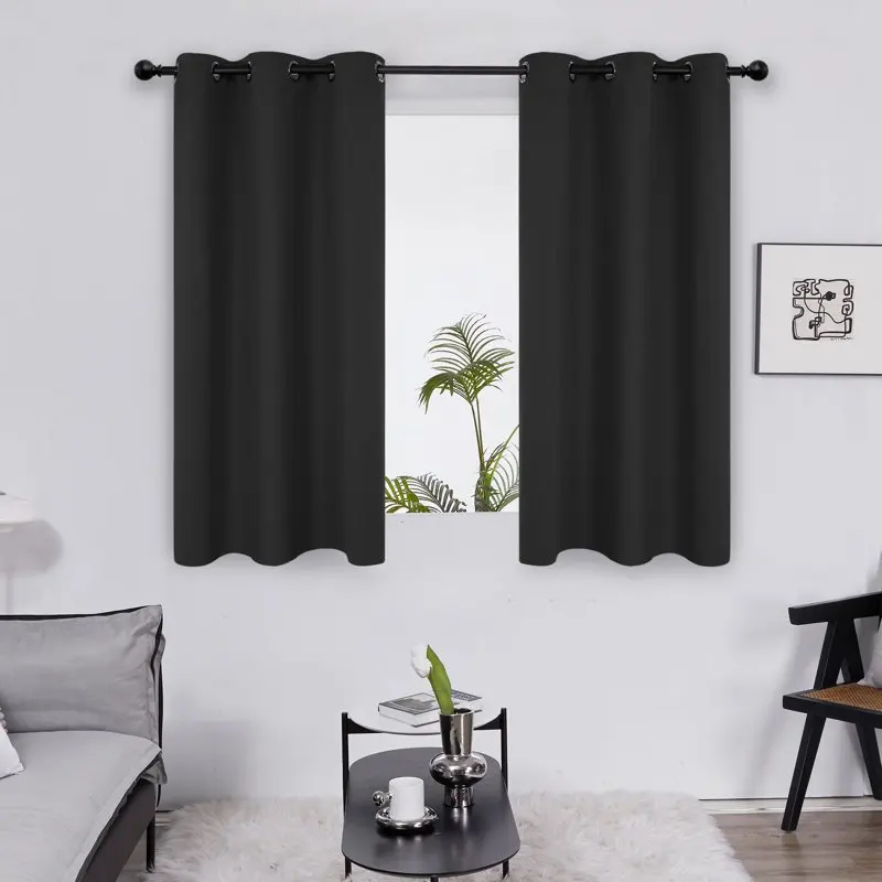 

Thermal Insulated Blackout Curtains Grommet Room Darkening Curtain Panels for Living Room 38 x 45 inch Black Set of 2