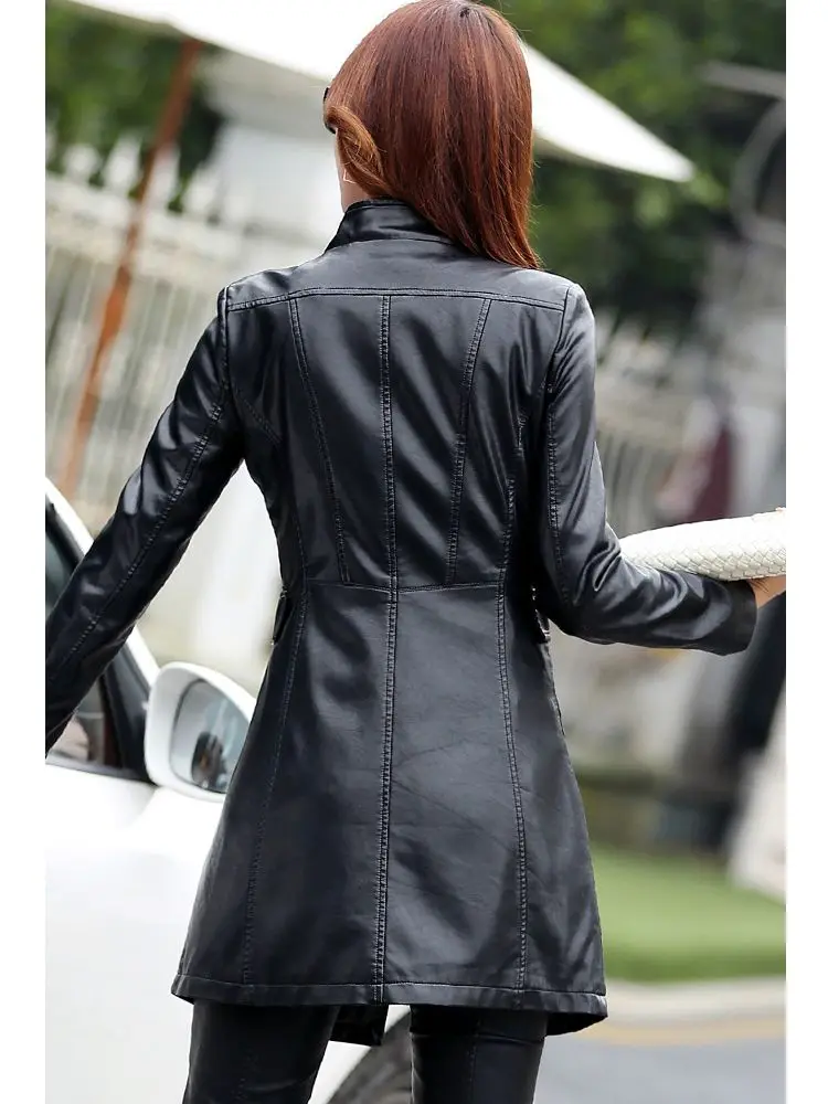 New Women Moto Leather Jacket Spring Autumn 2022 Cool and Trendy Zipper Biker Coat Slim Sheepskin Split Leather Winter Jacket
