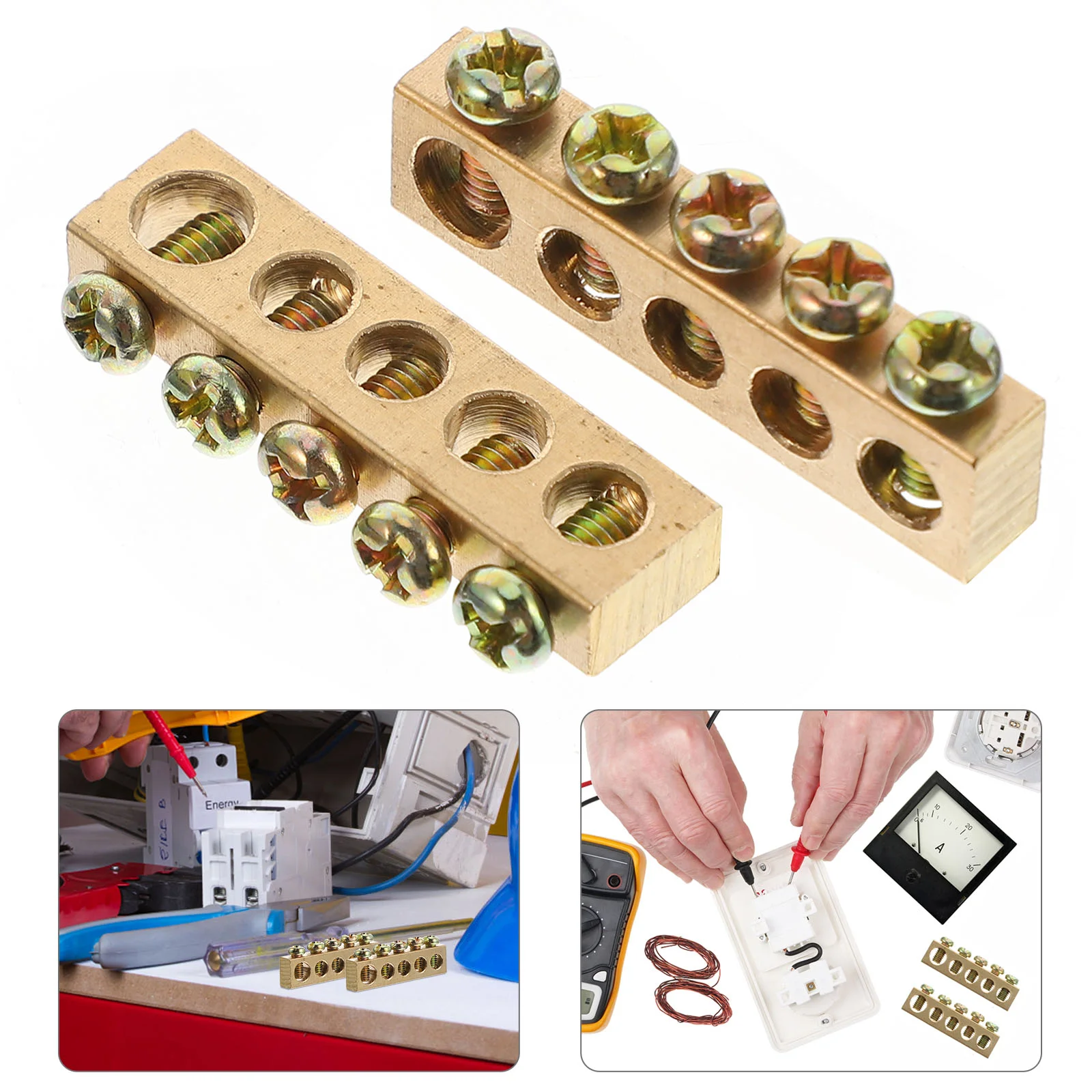 

10 Pcs Electrical Connector Terminals Wire Connectors Bus Bar Kit Copper Distribution