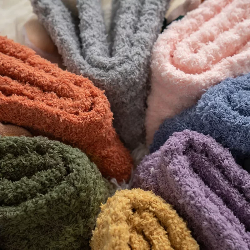 Fleece Women Socks Christmas Elk Bear Candy Gift Winter Thickening Cute Mid-tube Sock Ladies Home Bed Floor Slipper Sox