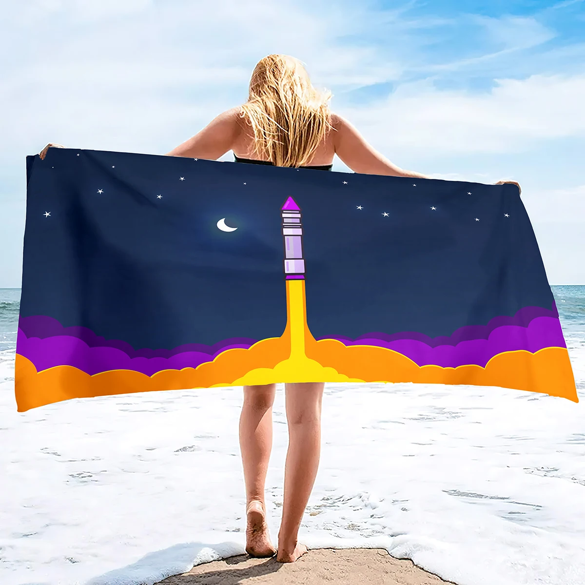 

Rocket Ship Astronaut Towel for Kids Rocketship Spaceship Space Towels for The Beach Bath or Kitchen Adults Kid Boys Girls